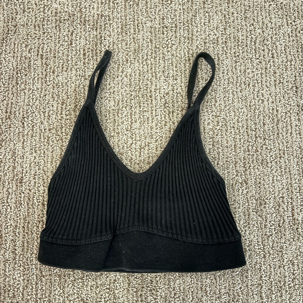 Zara Black Ribbed Top